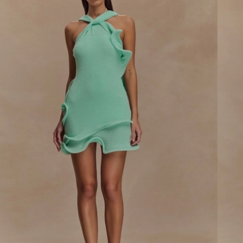 Meshki CAPRISE Mint Green Mini Dress